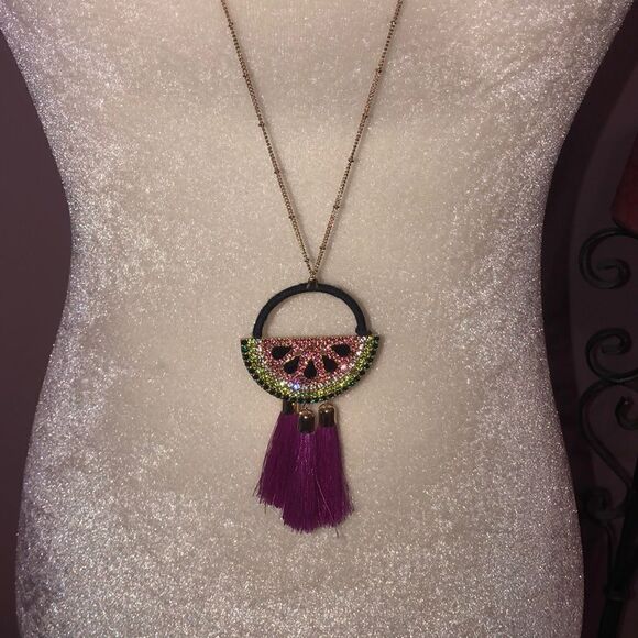 Whimsical rhinestone embellished pendant by INC - Picture 3 of 4